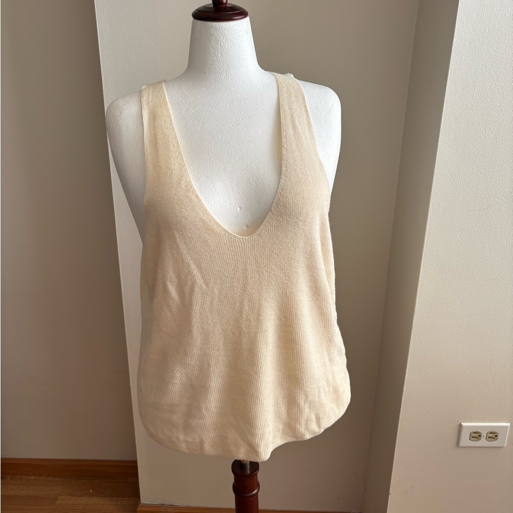 BANANA REPUBLIC | Cream knit top | 100% Cotton | XL
